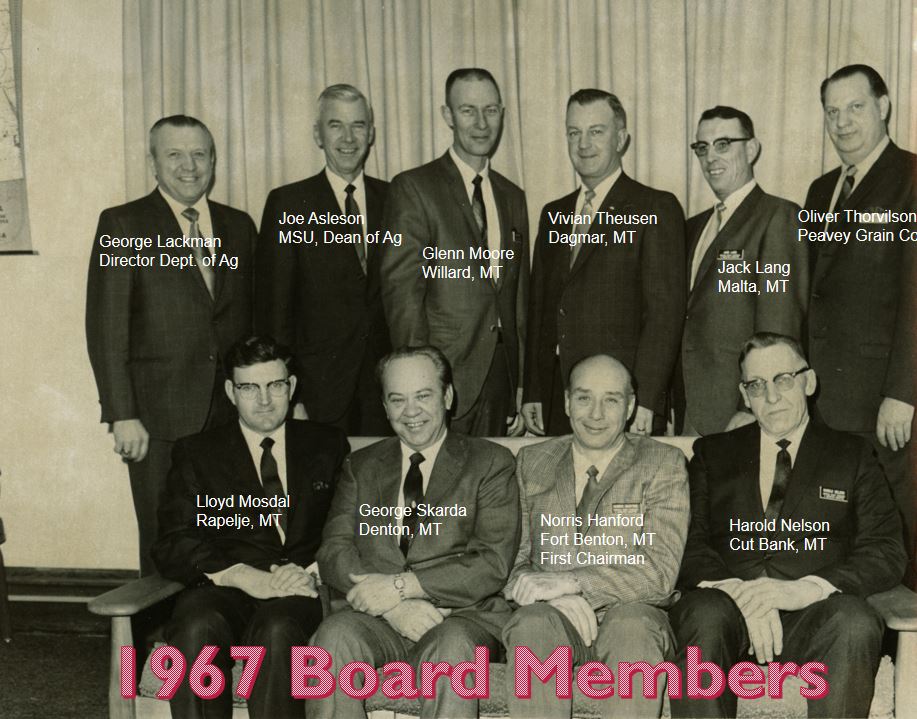 A photo from the Montana Wheat and Barley Committee at work in the 1960s and 1970s.