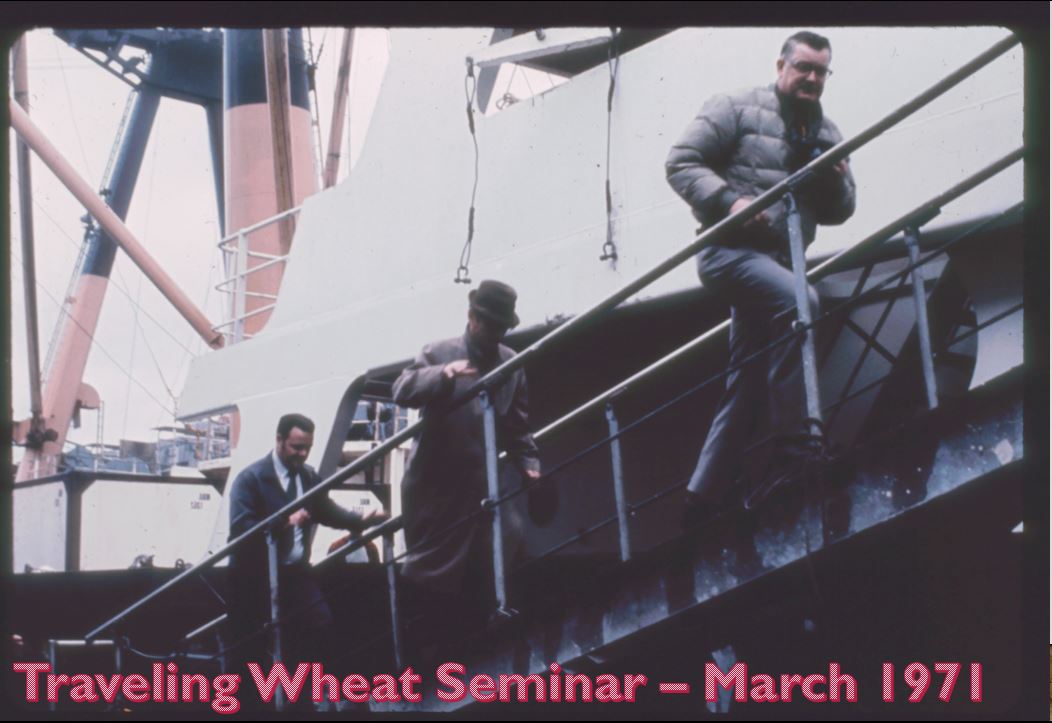 A photo from the Montana Wheat and Barley Committee at work in the 1960s and 1970s.