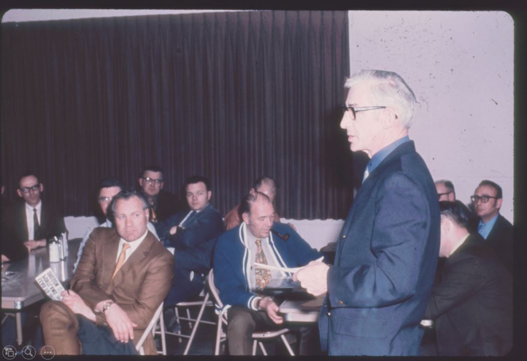 A photo from the Montana Wheat and Barley Committee at work in the 1960s and 1970s.