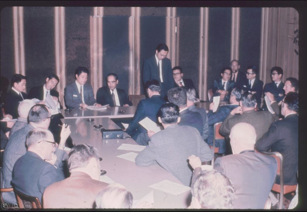 A photo from the Montana Wheat and Barley Committee at work in the 1960s and 1970s.