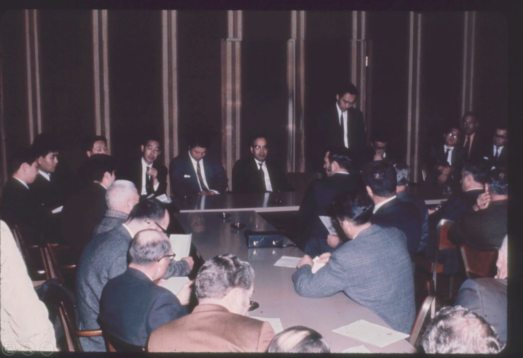 A photo from the Montana Wheat and Barley Committee at work in the 1960s and 1970s.