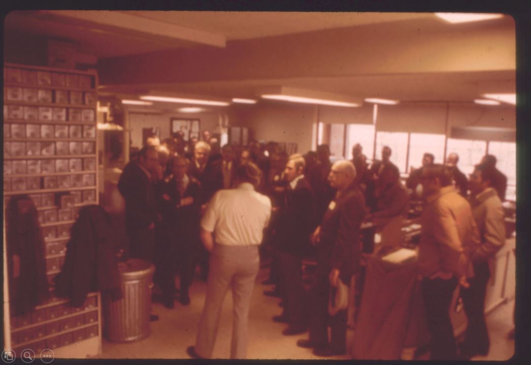 A photo from the Montana Wheat and Barley Committee at work in the 1960s and 1970s.