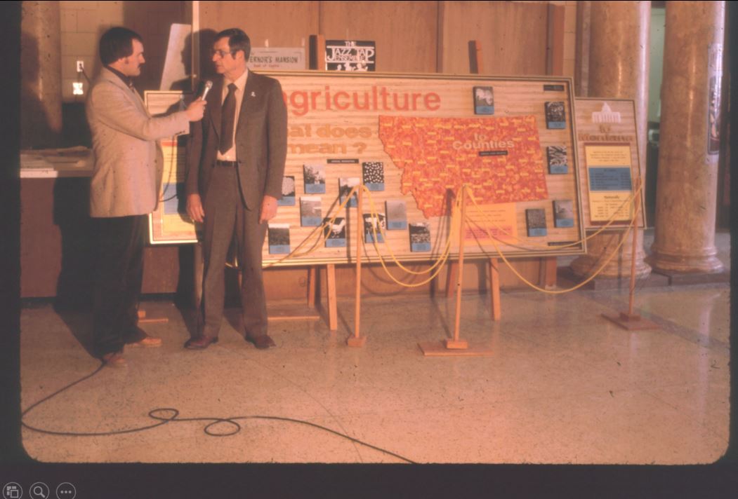 A photo from the Montana Wheat and Barley Committee at work in the 1960s and 1970s.