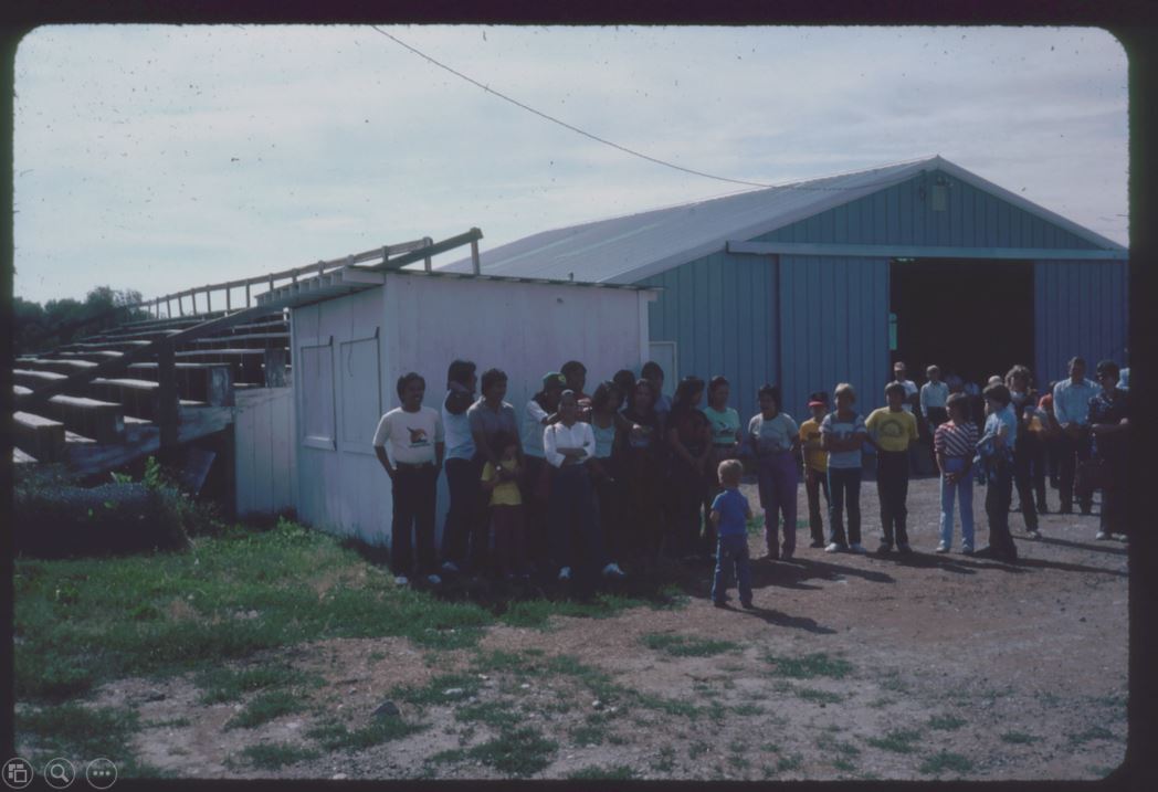 A photo from the Montana Wheat and Barley Committee at work in the 1980s.