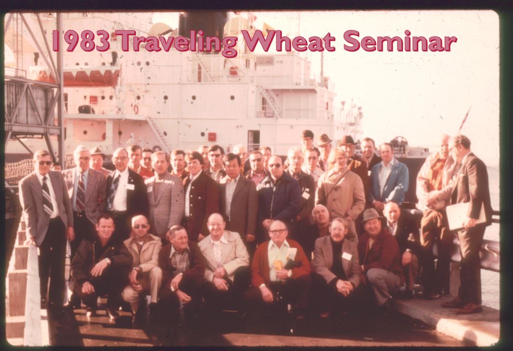 A photo from the Montana Wheat and Barley Committee at work in the 1980s.