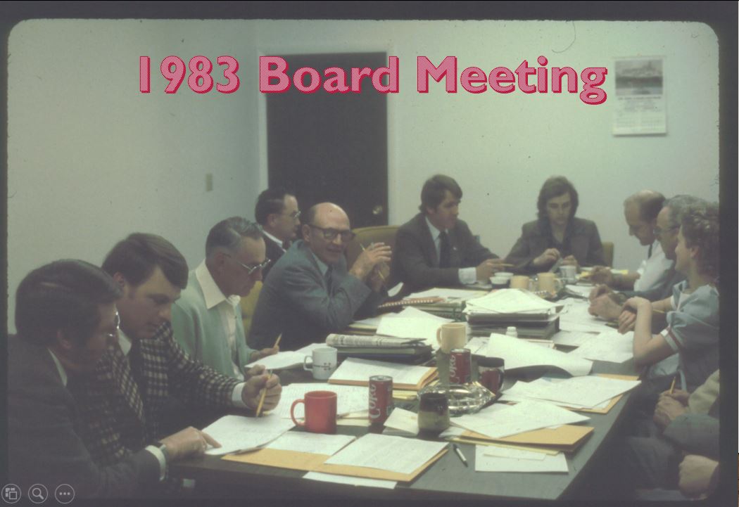 A photo from the Montana Wheat and Barley Committee at work in the 1980s.