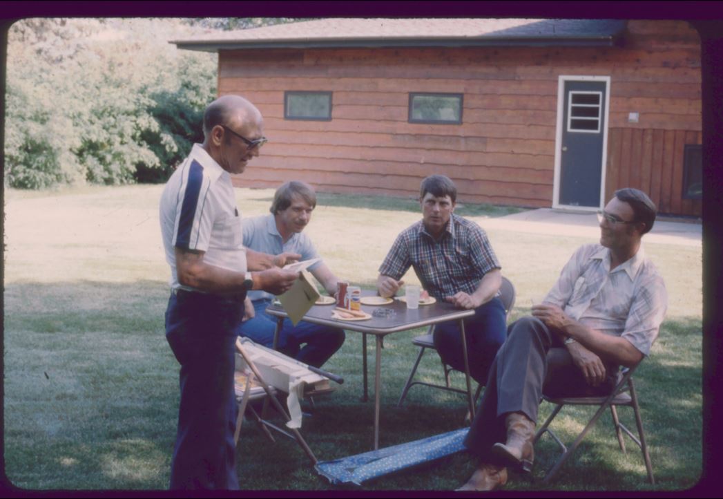 A photo from the Montana Wheat and Barley Committee at work in the 1980s.