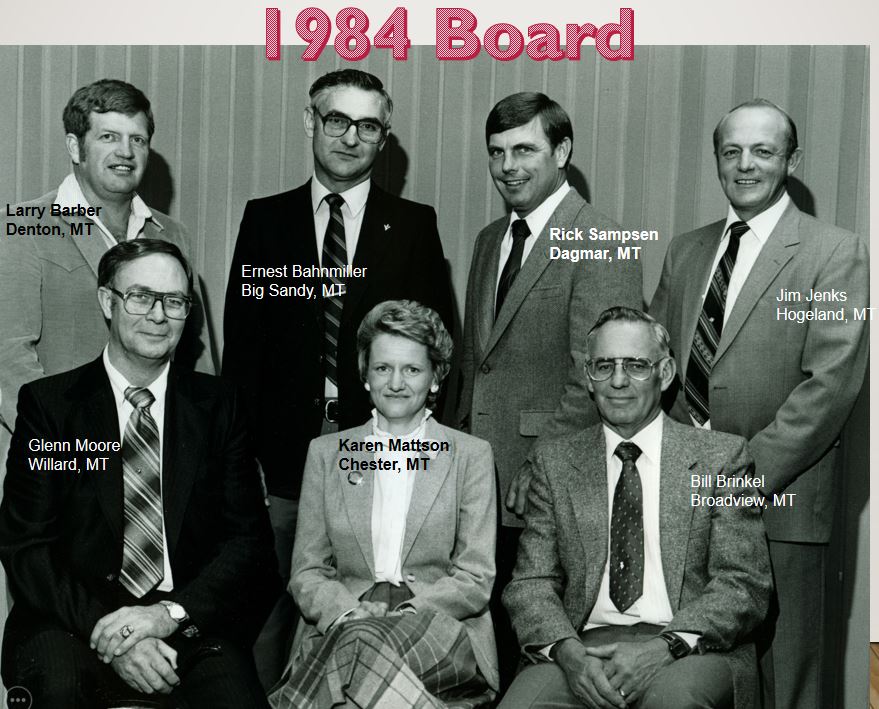 A photo from the Montana Wheat and Barley Committee at work in the 1980s.