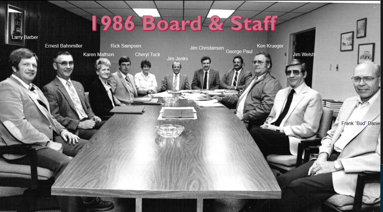 A photo from the Montana Wheat and Barley Committee at work in the 1980s.
