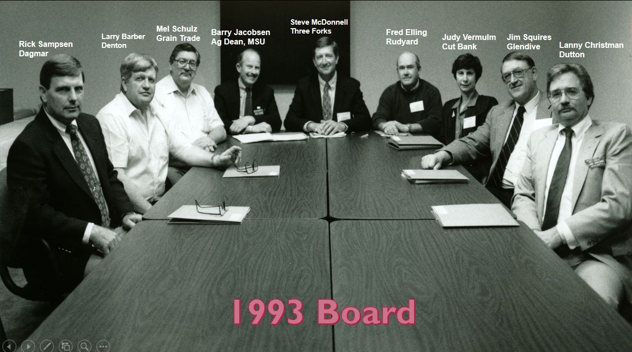 A photo from the Montana Wheat and Barley Committee at work in the 1990s.
