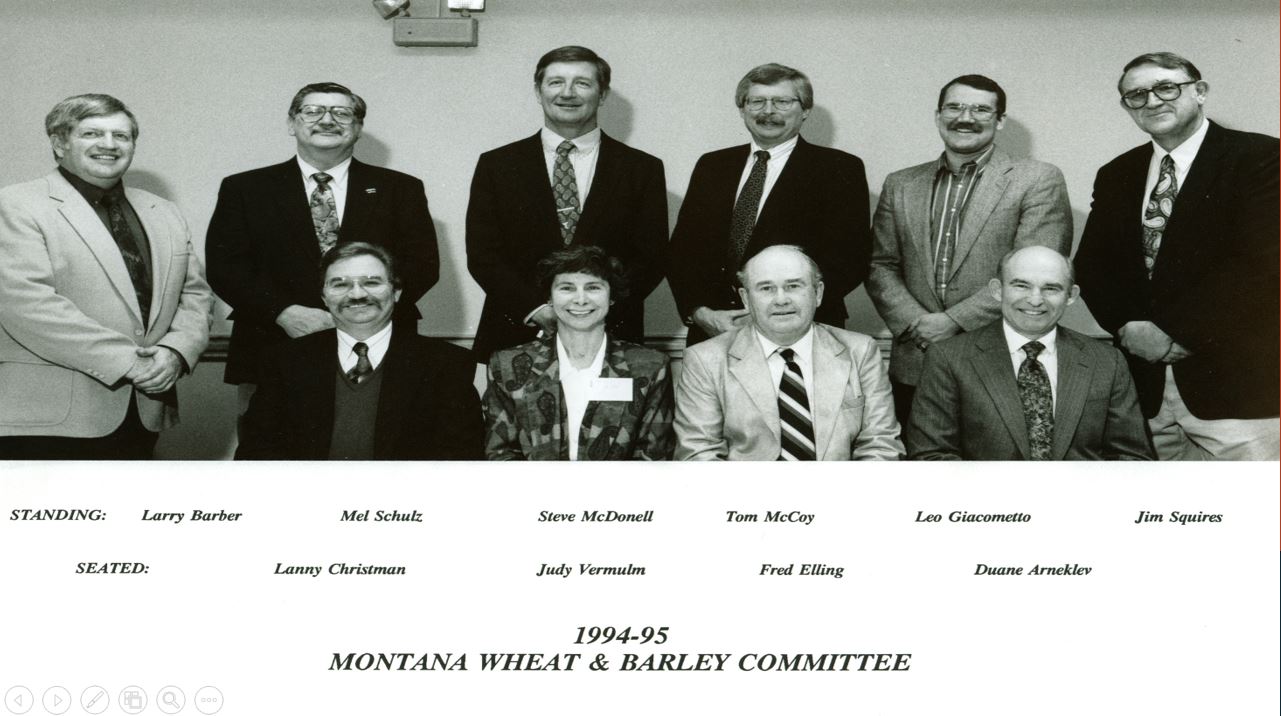 A photo from the Montana Wheat and Barley Committee at work in the 1990s.