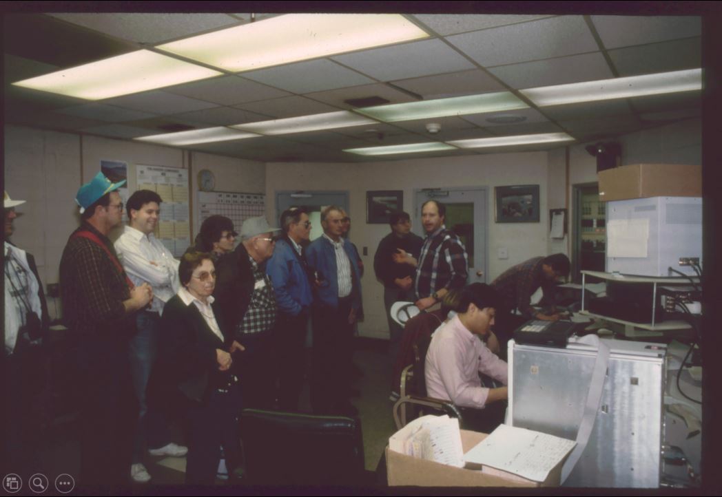 A photo from the Montana Wheat and Barley Committee at work in the 1990s.