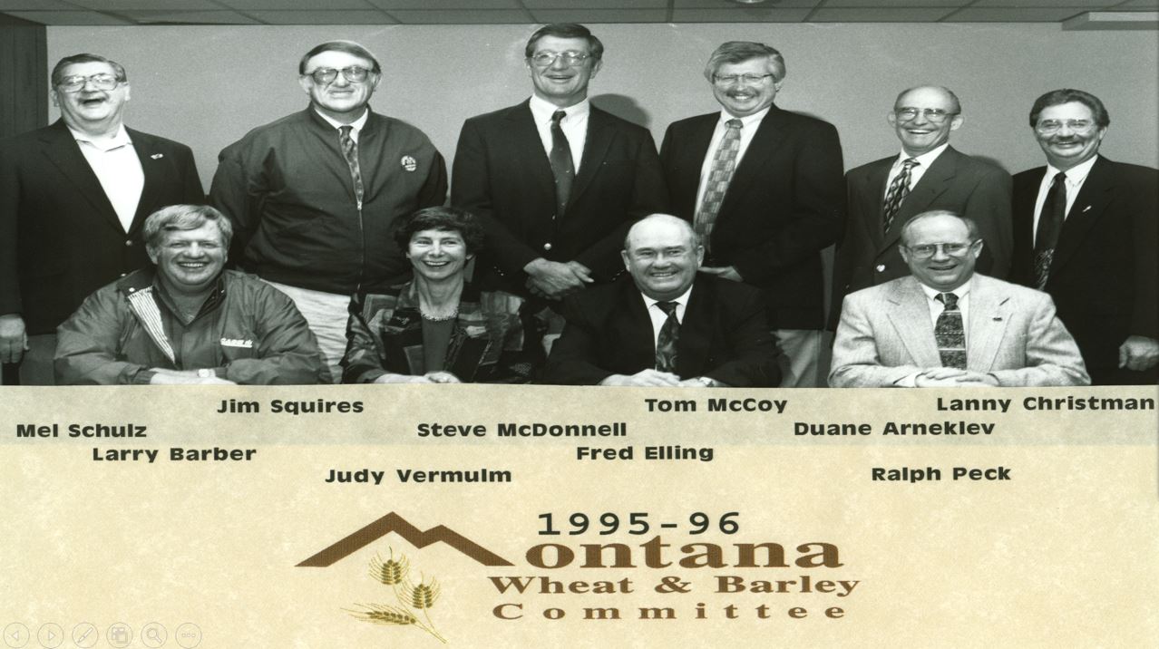 A photo from the Montana Wheat and Barley Committee at work in the 1990s.