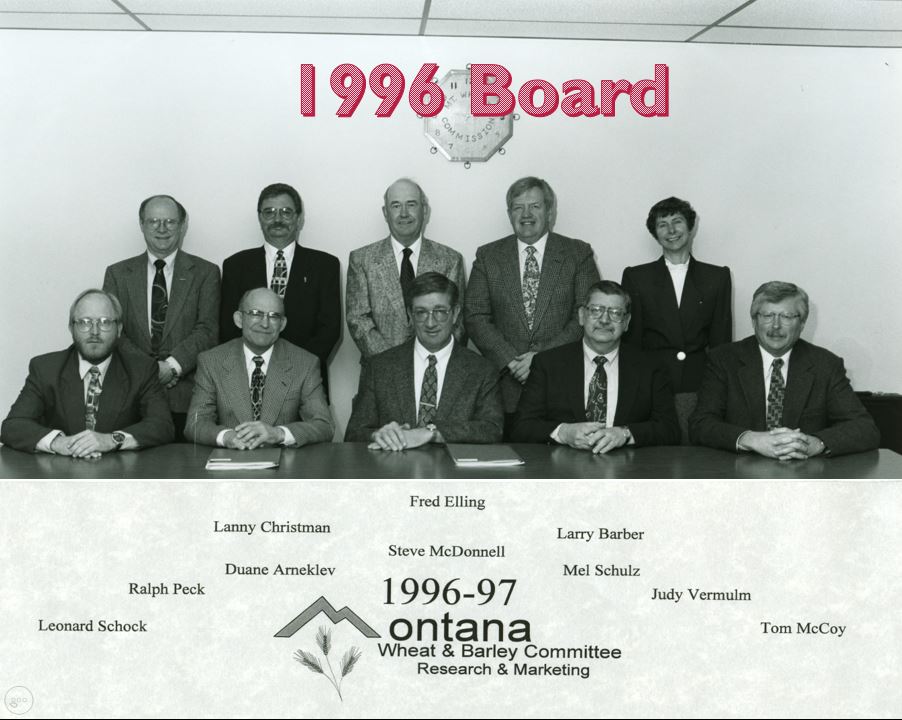 A photo from the Montana Wheat and Barley Committee at work in the 1990s.