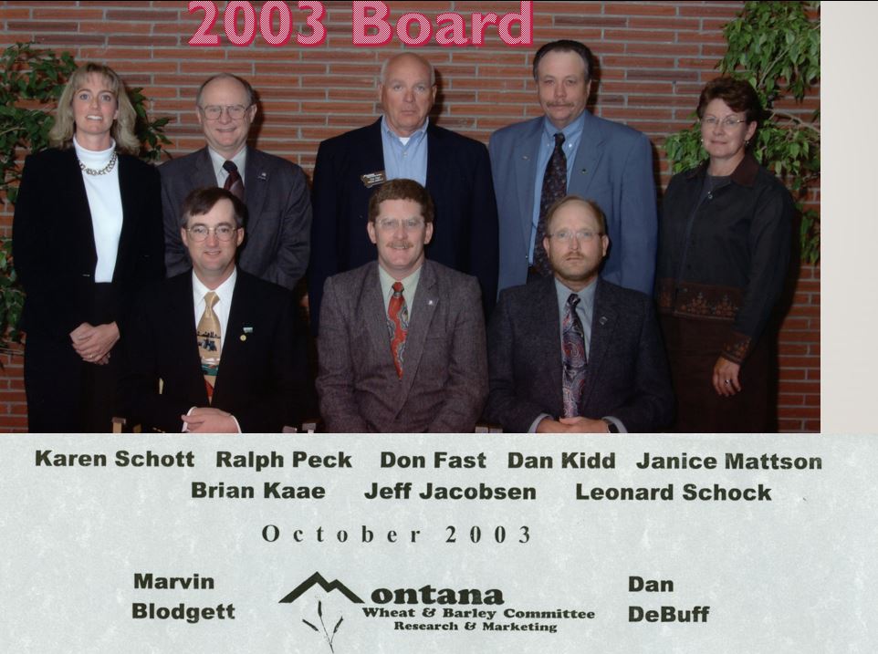 A photo from the Montana Wheat and Barley Committee at work in the 2000s (the oughts).