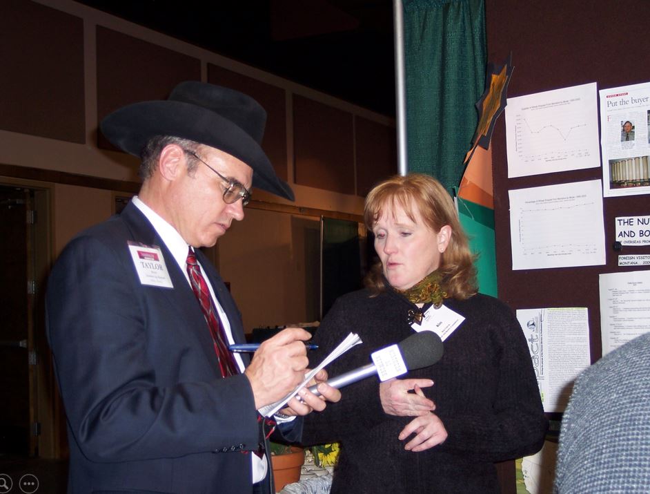 A photo from the Montana Wheat and Barley Committee at work in the 2000s (the oughts).