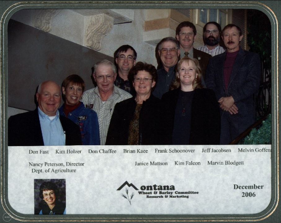 A photo from the Montana Wheat and Barley Committee at work in the 2000s (the oughts).