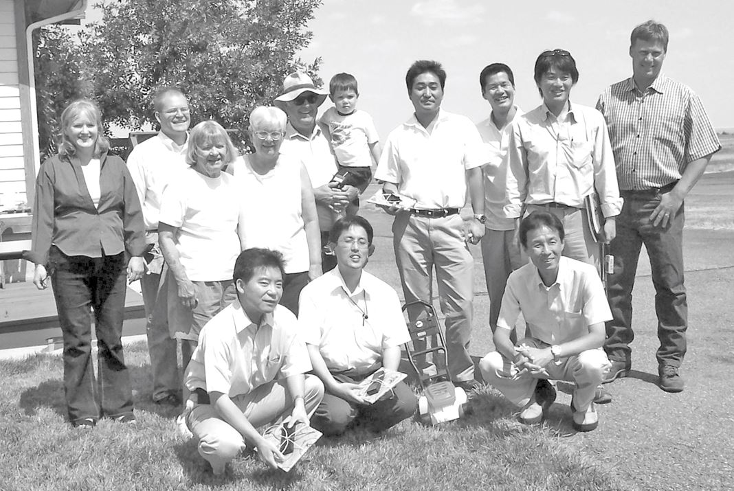 A photo from the Montana Wheat and Barley Committee at work in the 2000s (the oughts).