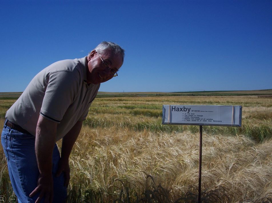 A photo from the Montana Wheat and Barley Committee at work in the 2000s (the oughts).