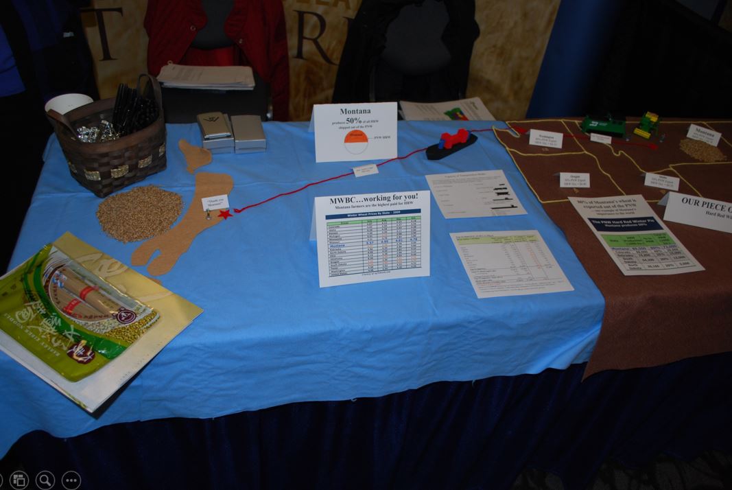 A photo from the Montana Wheat and Barley Committee at work in the 2000s (the oughts).
