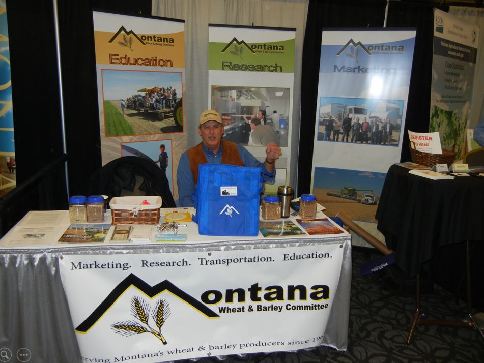 A photo from the Montana Wheat and Barley Committee at work in the 2000s (the oughts).