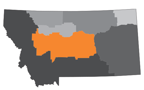 Map of Montana Wheat and Barley Commission Districts: District 5 (Central)