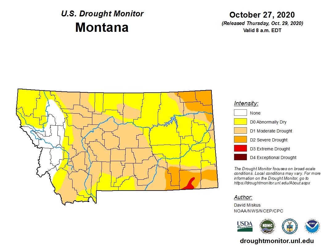 US Drought Monitor MT map Oct. 2020